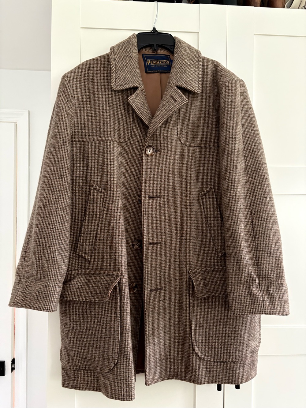 Pendleton Brown Herringbone Wool Pea Coat
